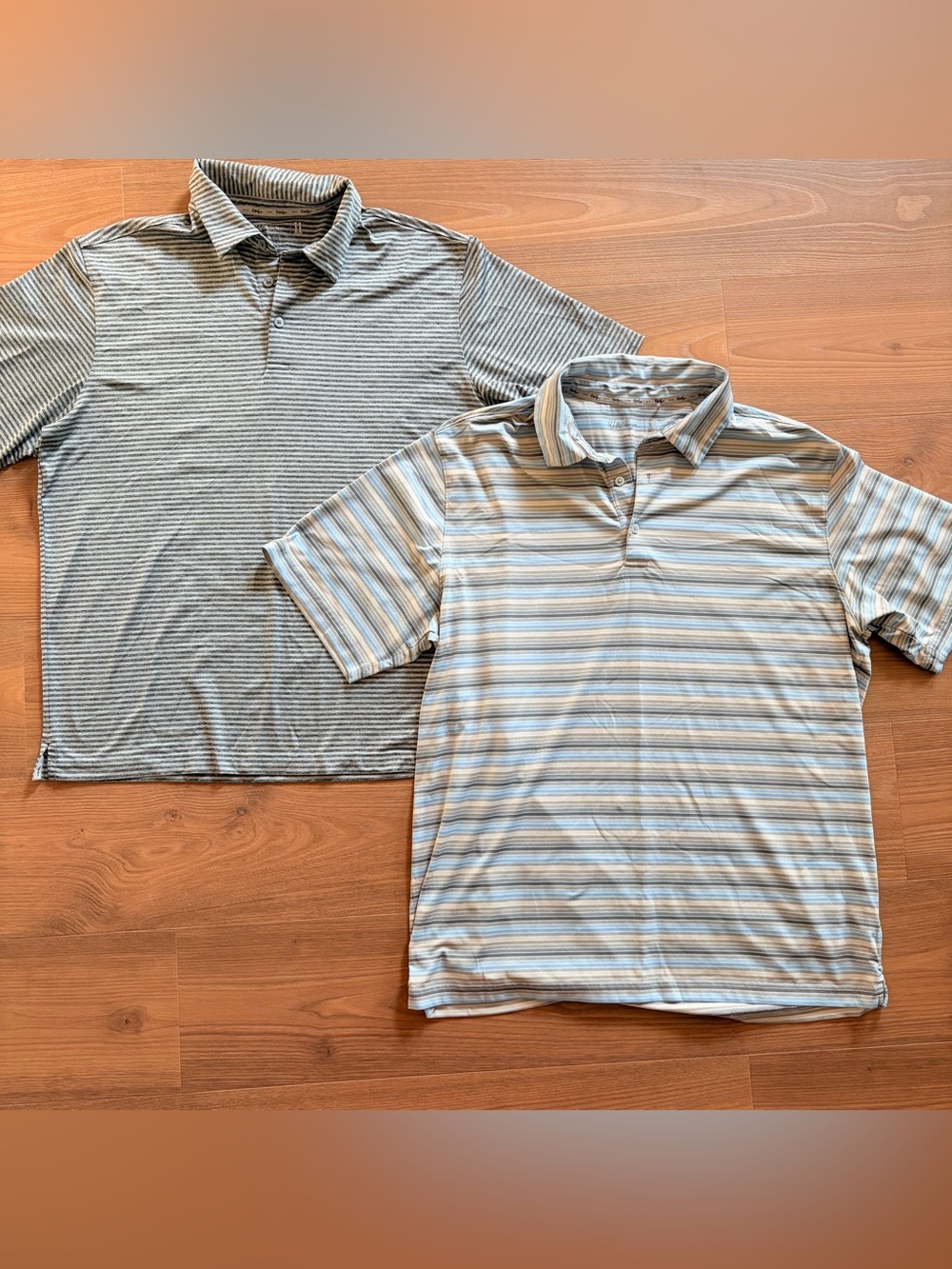 Walter Hagen Men's Striped Polo Pair - Light Blue & Gray